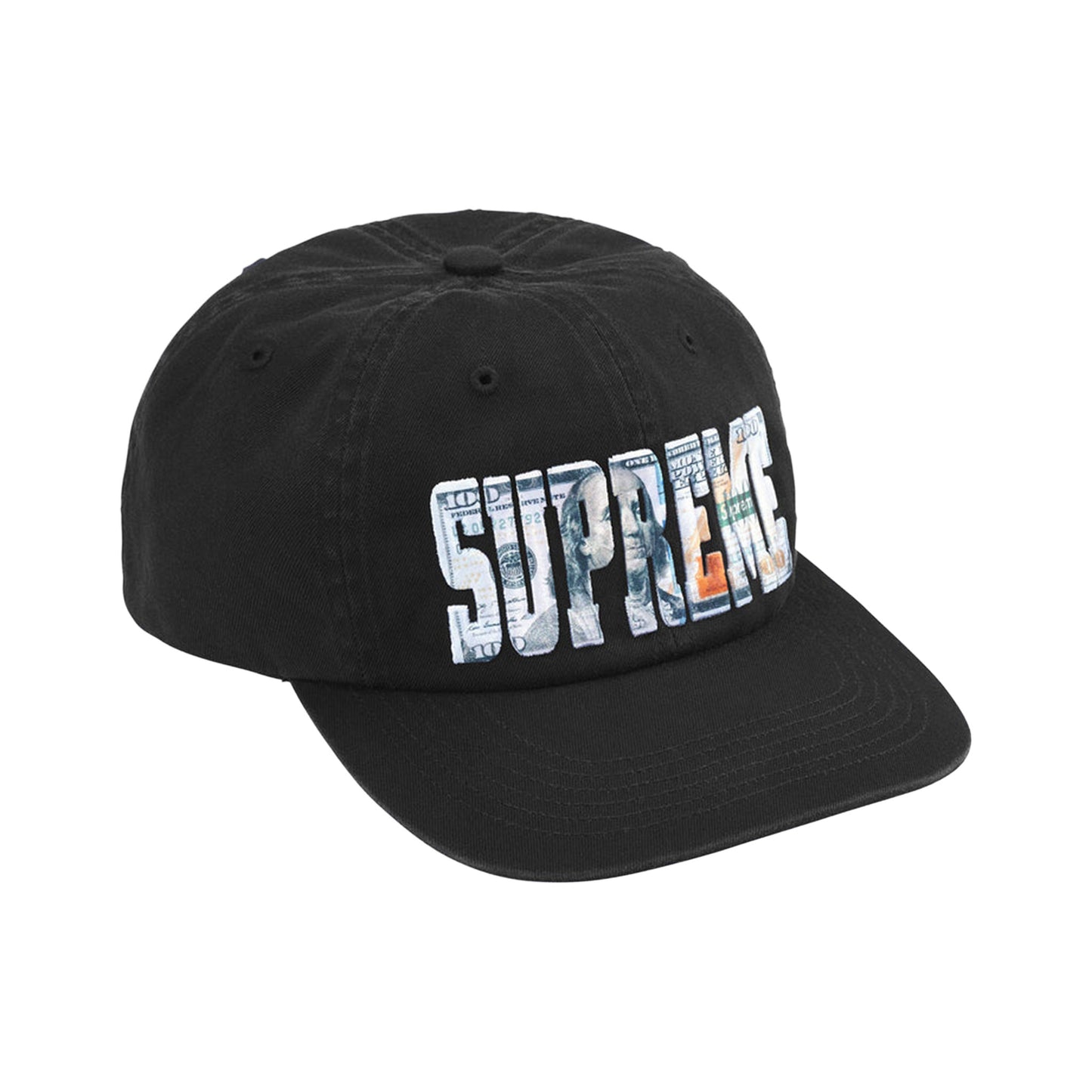 Supreme Embroidered Money Logo 6-Panel Hat Black