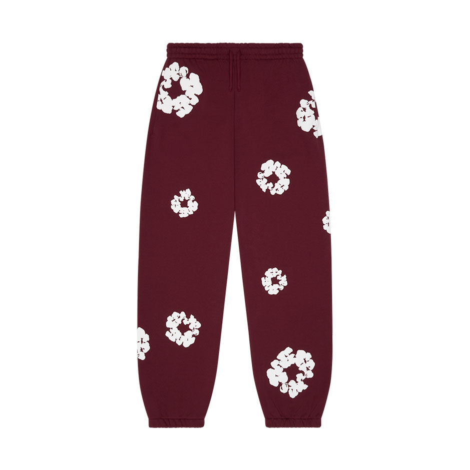 Denim Tear cotton wreath sweatpants burgundy