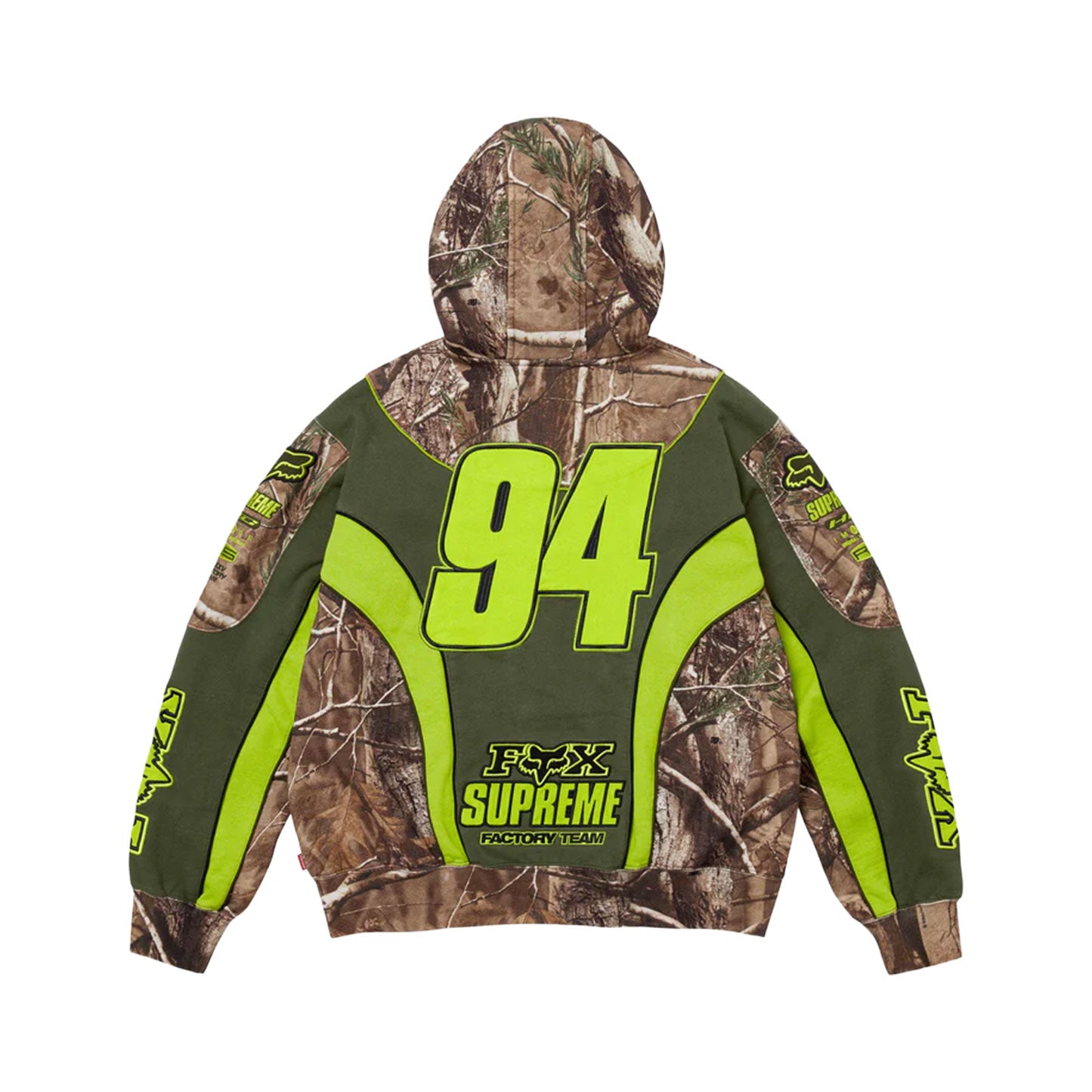 Supreme fox racing zip up hooded sweatshirt