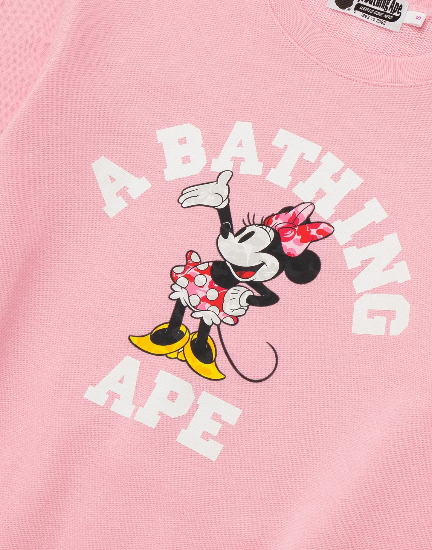 Bape X Disney Minnie Mouse College Crewneck Pink