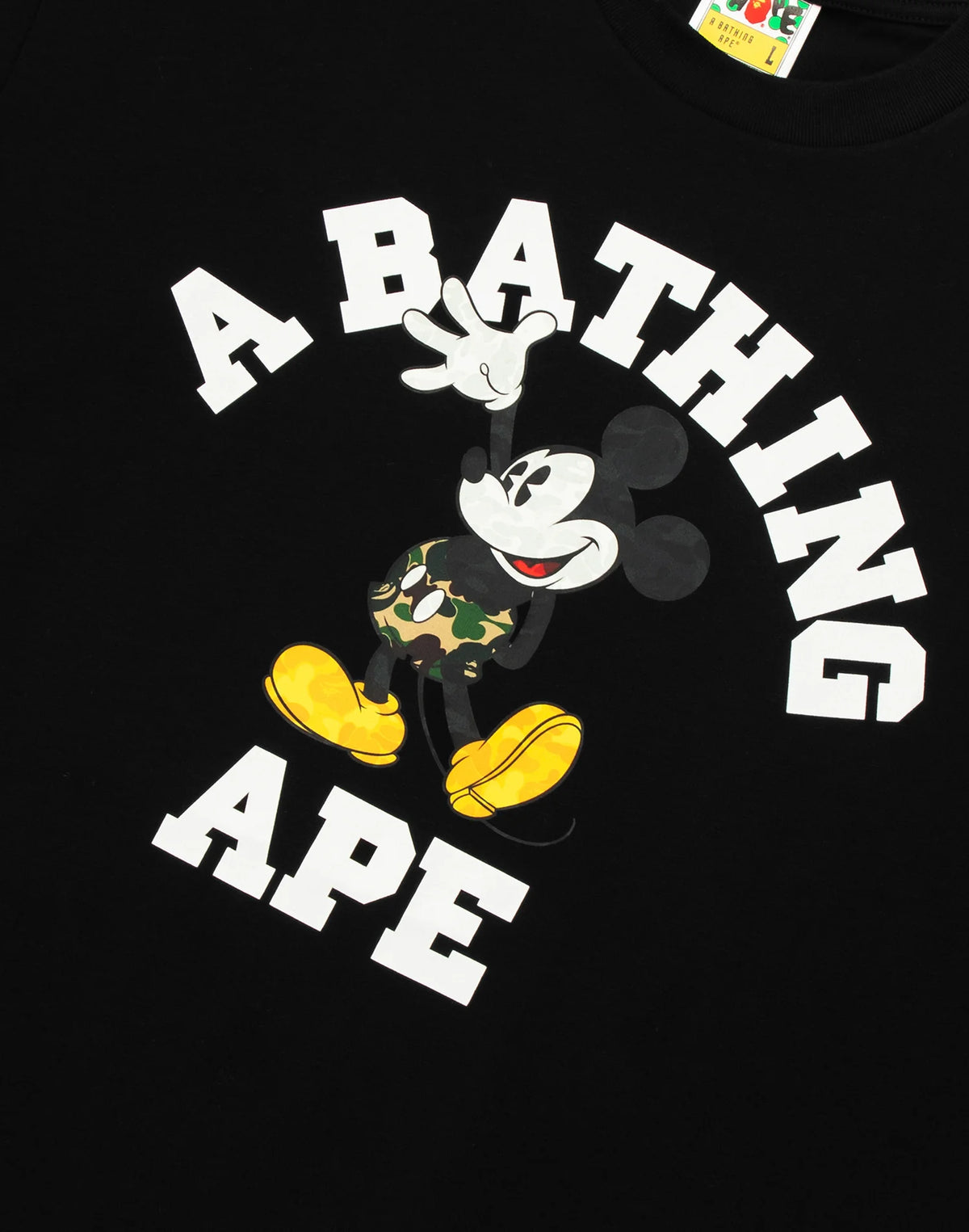 Bape X Disney Mickey Mouse College Tee Black