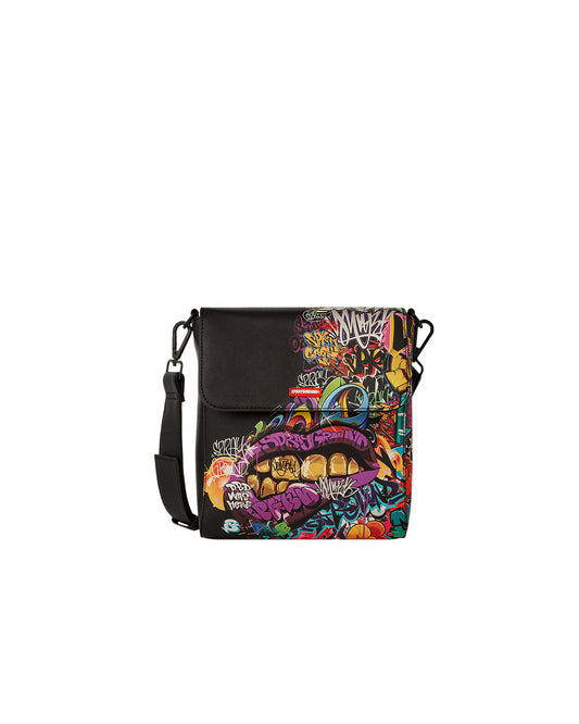 Sprayground half graf lips messenger bag