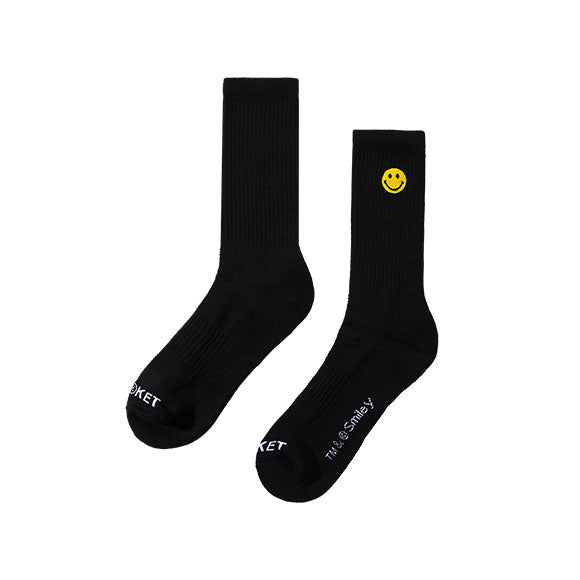 Market smiley small patch socks black
