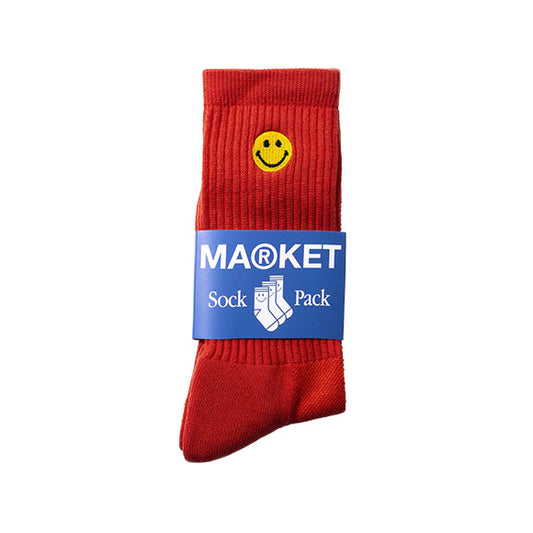 Market smiley small patch socks rush orange