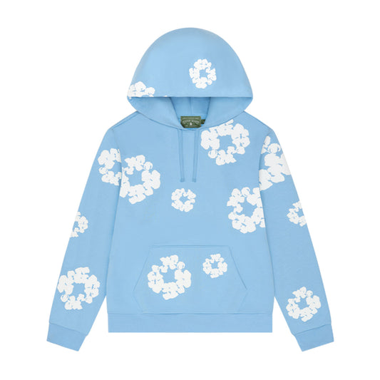 Denim Tear cotton wreath hoodie light blue