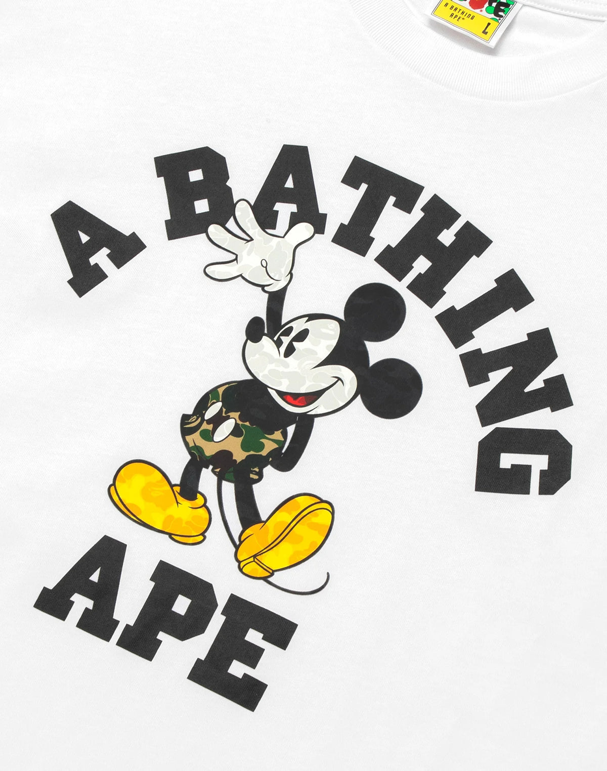 Bape X Disney Mickey Mouse College Tee White