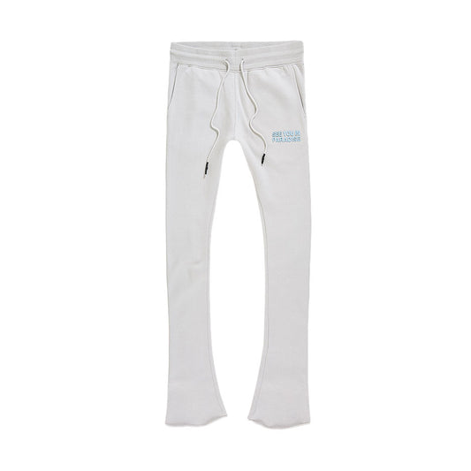 See you in paradise stacked sweatpants cement