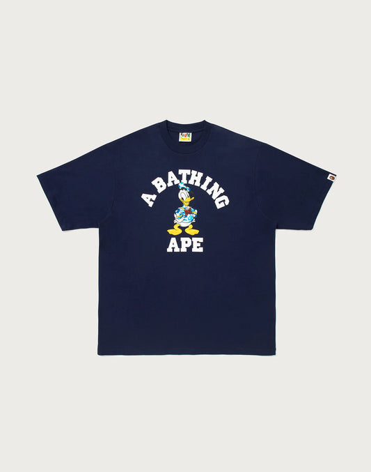 Bape X Disney Donald Duck College Tee Navy