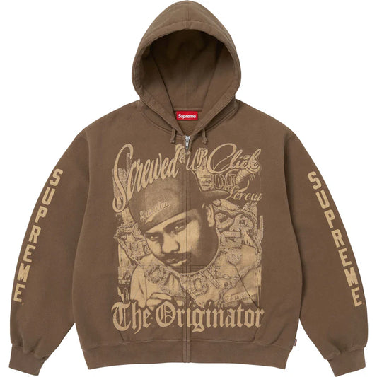 Supreme DJ Screw Zip Up Hoodie Brown