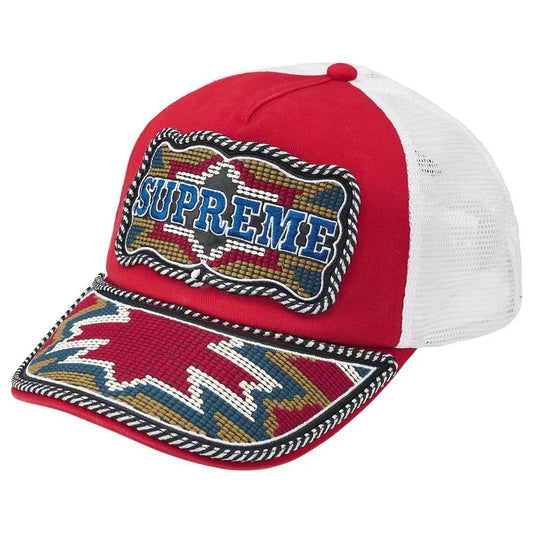 Supreme Western Embroidered Mesh Back 5 Panel Red