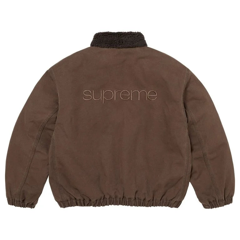 Supreme Faux Shearling Lined Bomber Jacket Brown