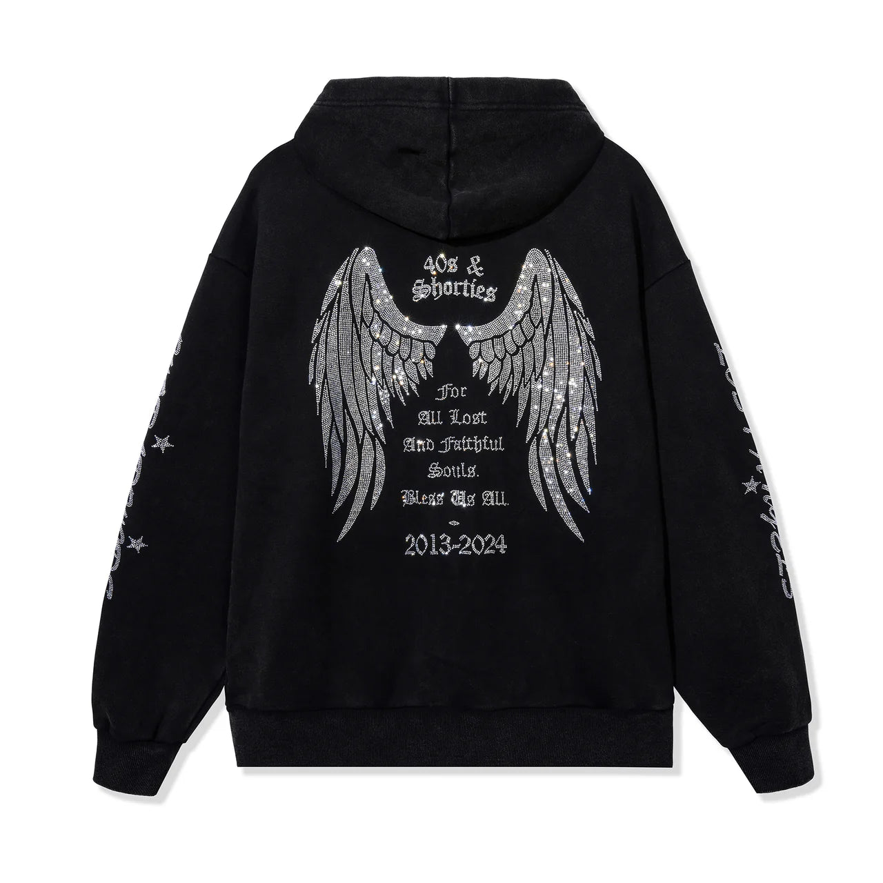 40s and Shorties angel rhinestone hoodie