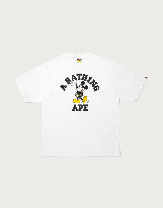 Bape X Disney Mickey Mouse College Tee White