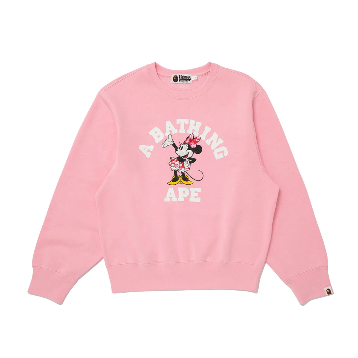Bape X Disney Minnie Mouse College Crewneck Pink