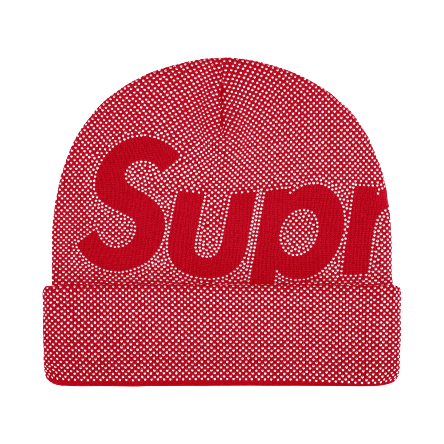 Supreme studded knockout big logo beanie red