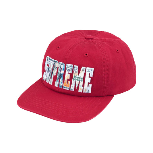 Supreme Embroidered Money Logo 6-Panel Hat Red