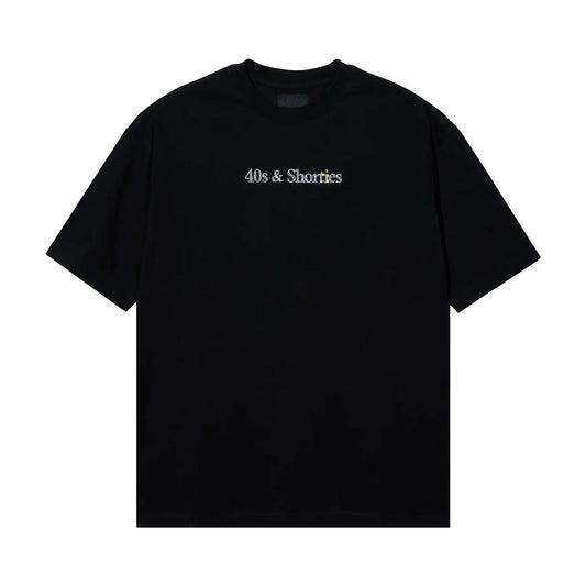 40s and Shorties text logo rhinestone tee