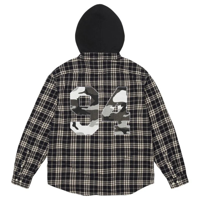 Supreme Stitch Appliqué Hooded Flannel Black