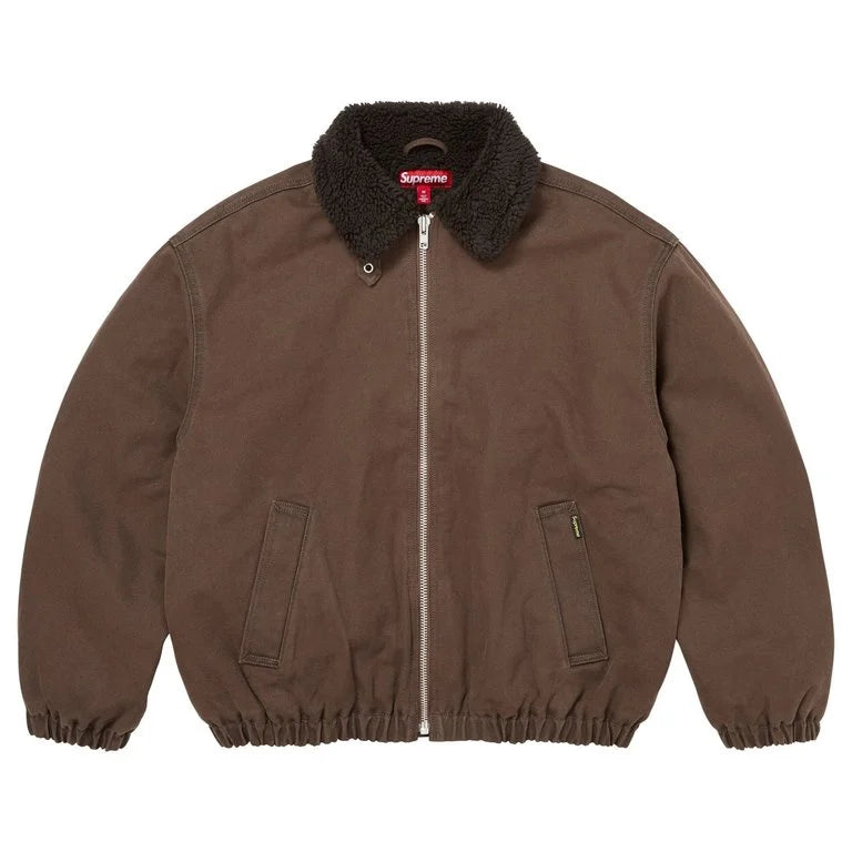 Supreme Faux Shearling Lined Bomber Jacket Brown