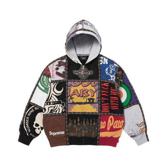Supreme x Number (n)ine patchwork zip up hooded sweatshirt