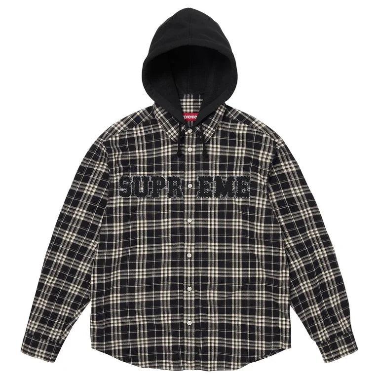 Supreme Stitch Appliqué Hooded Flannel Black