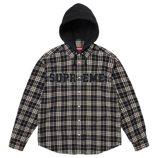 Supreme Stitch Appliqué Hooded Flannel Black