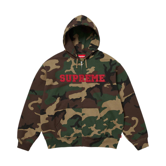 Supreme collegiate appliqué zip up hooded sweatshirt