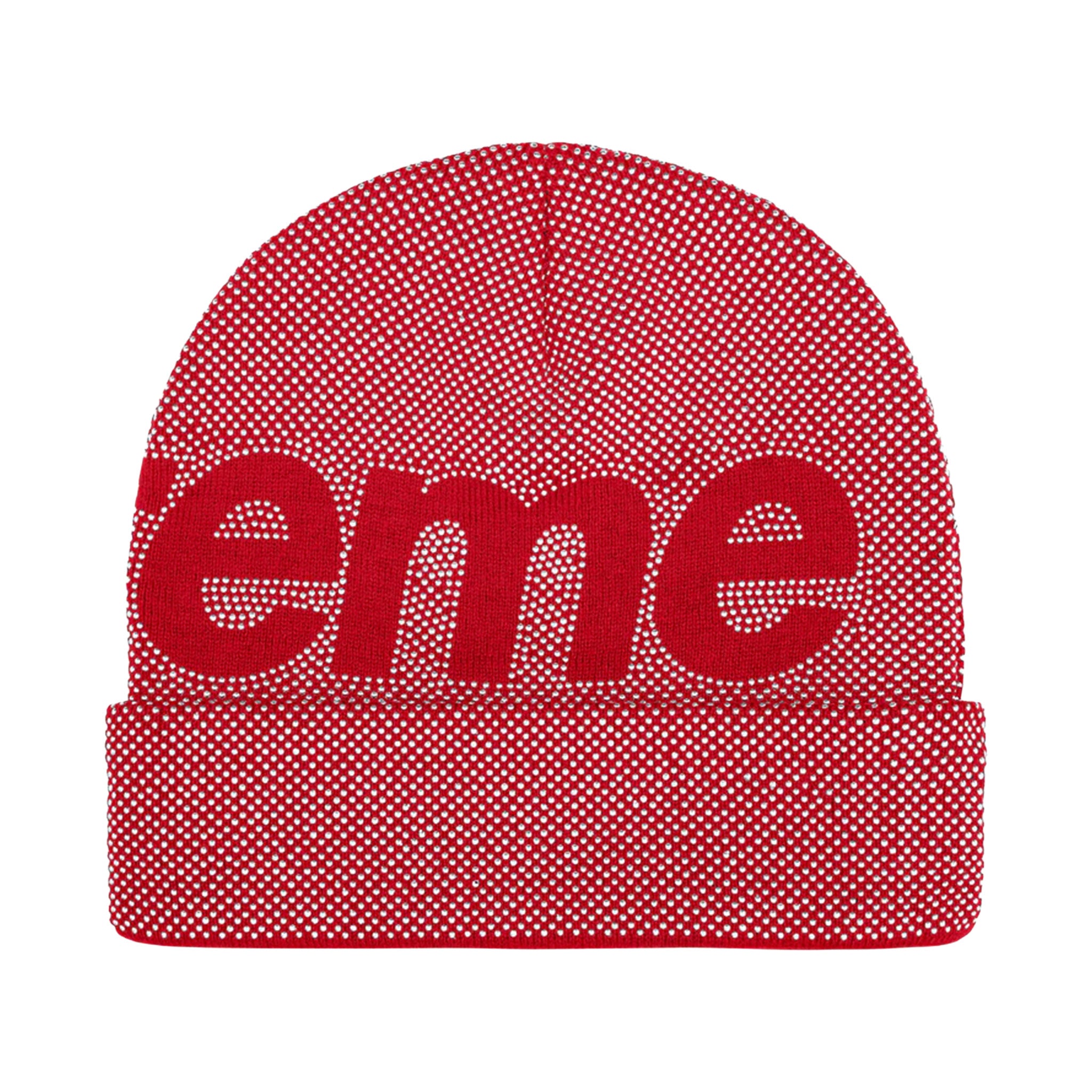 Supreme studded knockout big logo beanie red – NECKBREAKERZ