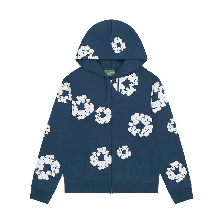 Denim Tears cotton wreath zip up hoodie navy