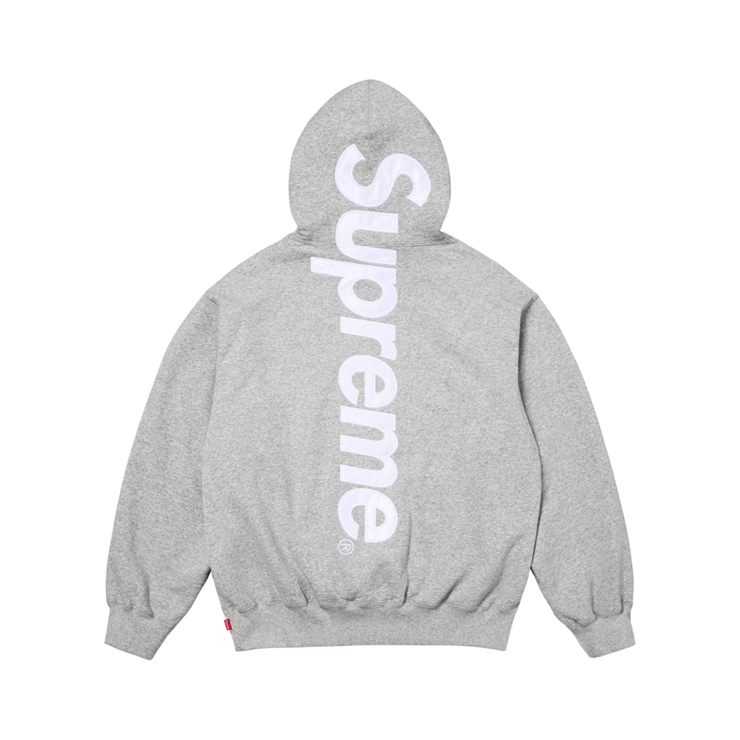Supreme satin appliqué hooded sweatshirt grey