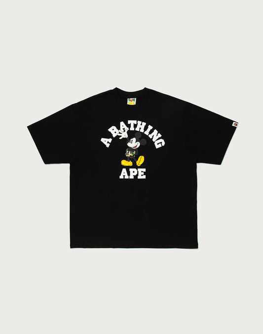 Bape X Disney Mickey Mouse College Tee Black