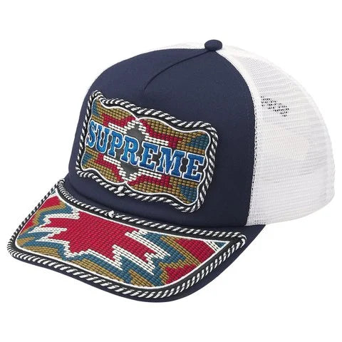 Supreme Western Embroidered Mesh Back 5 Panel Navy