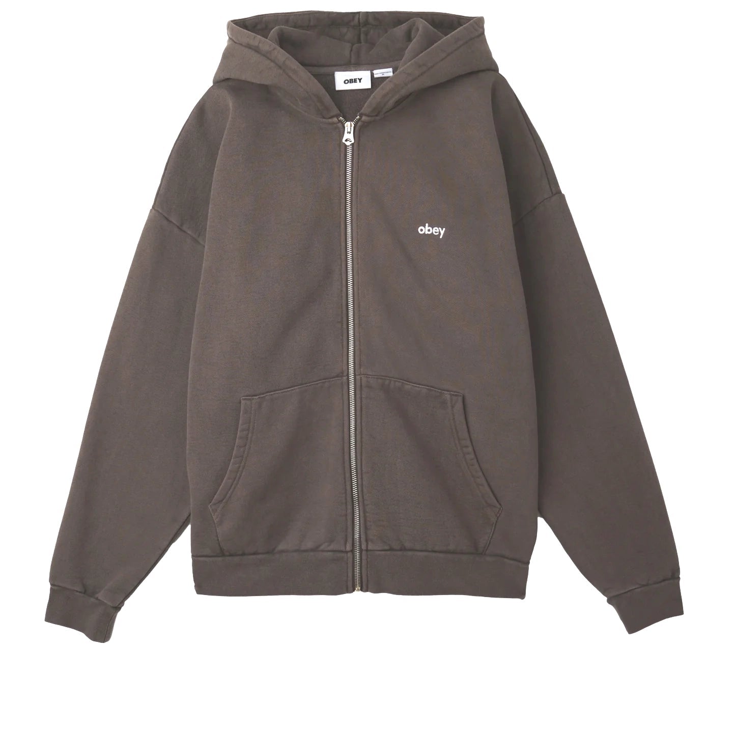 Obey lowercase pigment zip hood java brown