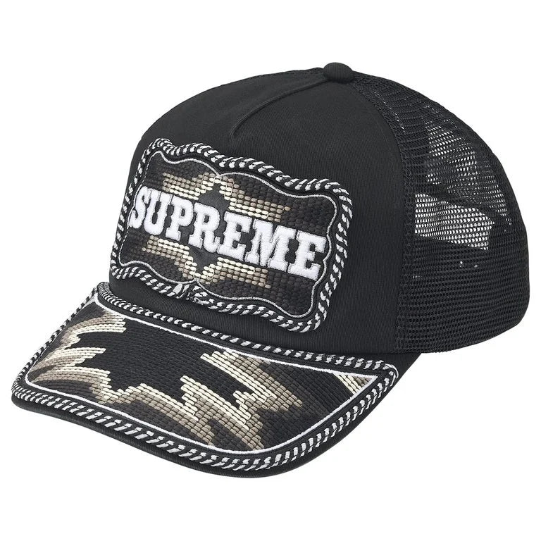 Supreme Western Embroidered Mesh Back 5 Panel Black