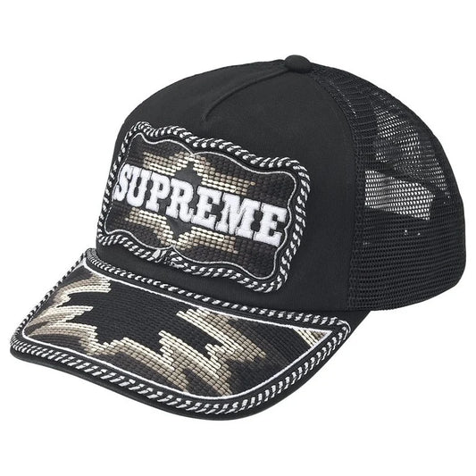 Supreme Western Embroidered Mesh Back 5 Panel Black