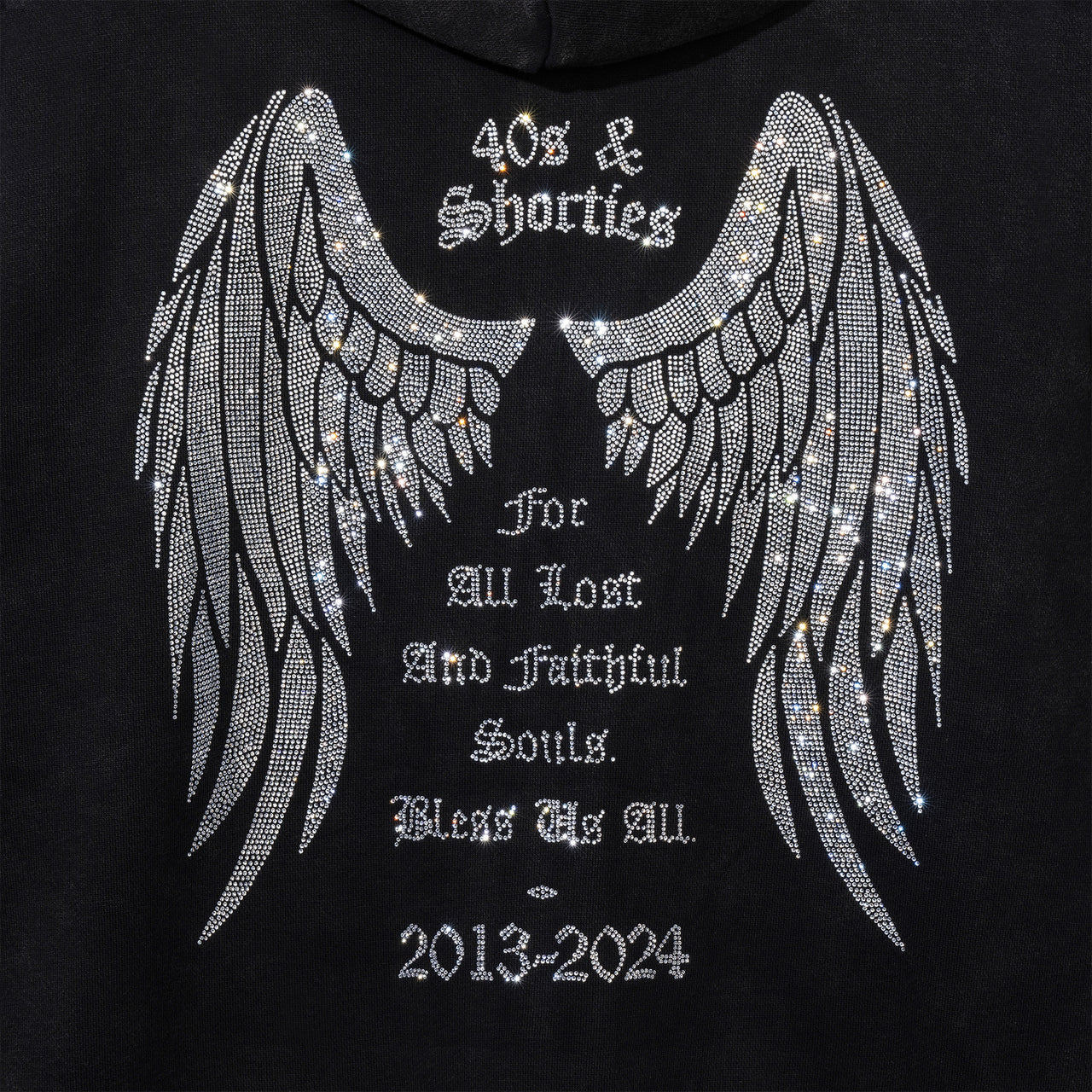 40s and Shorties angel rhinestone hoodie