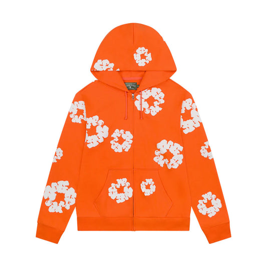 Denim tears cotton wreath zip up hoodie orange