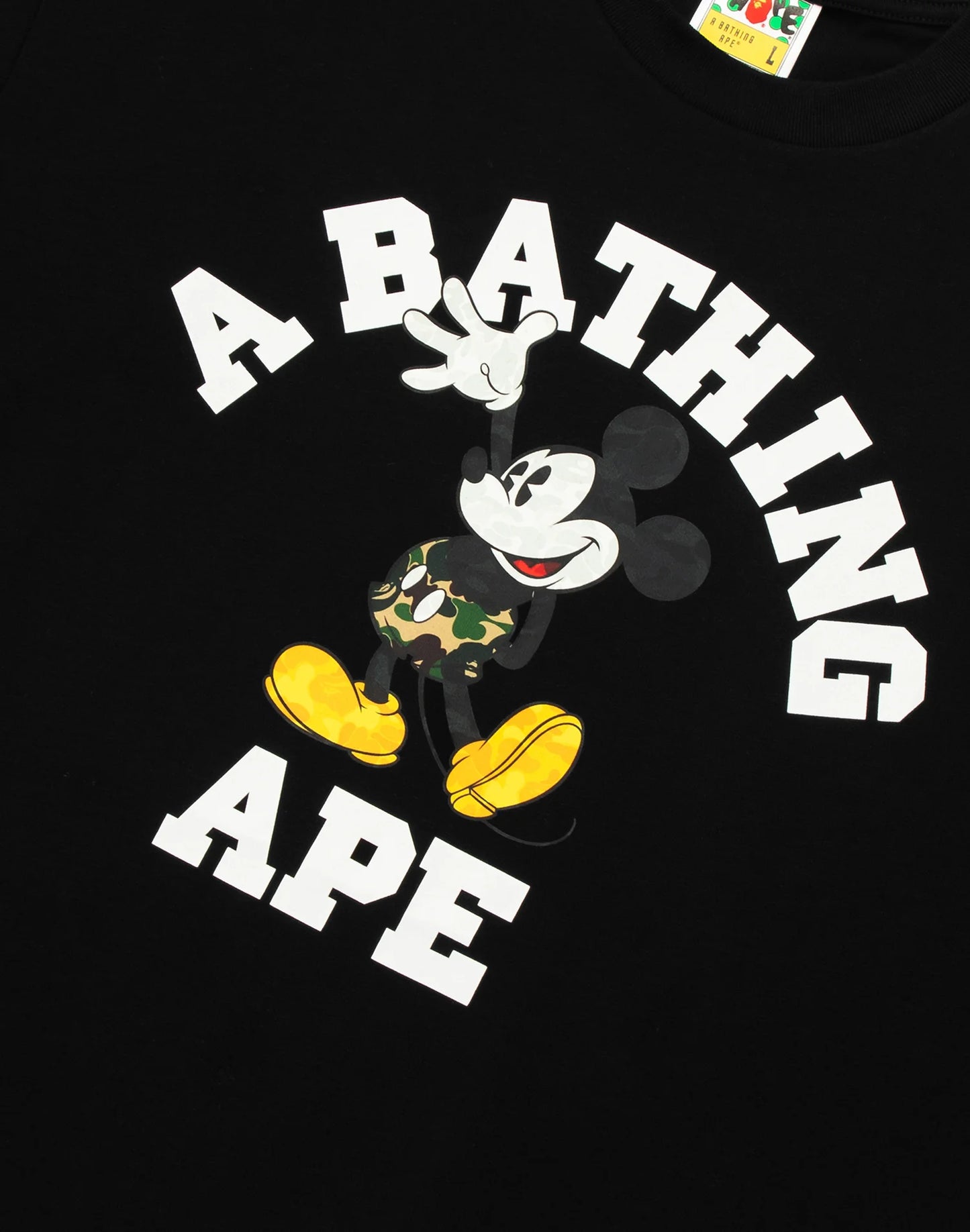 Bape X Disney Mickey Mouse College Tee Black