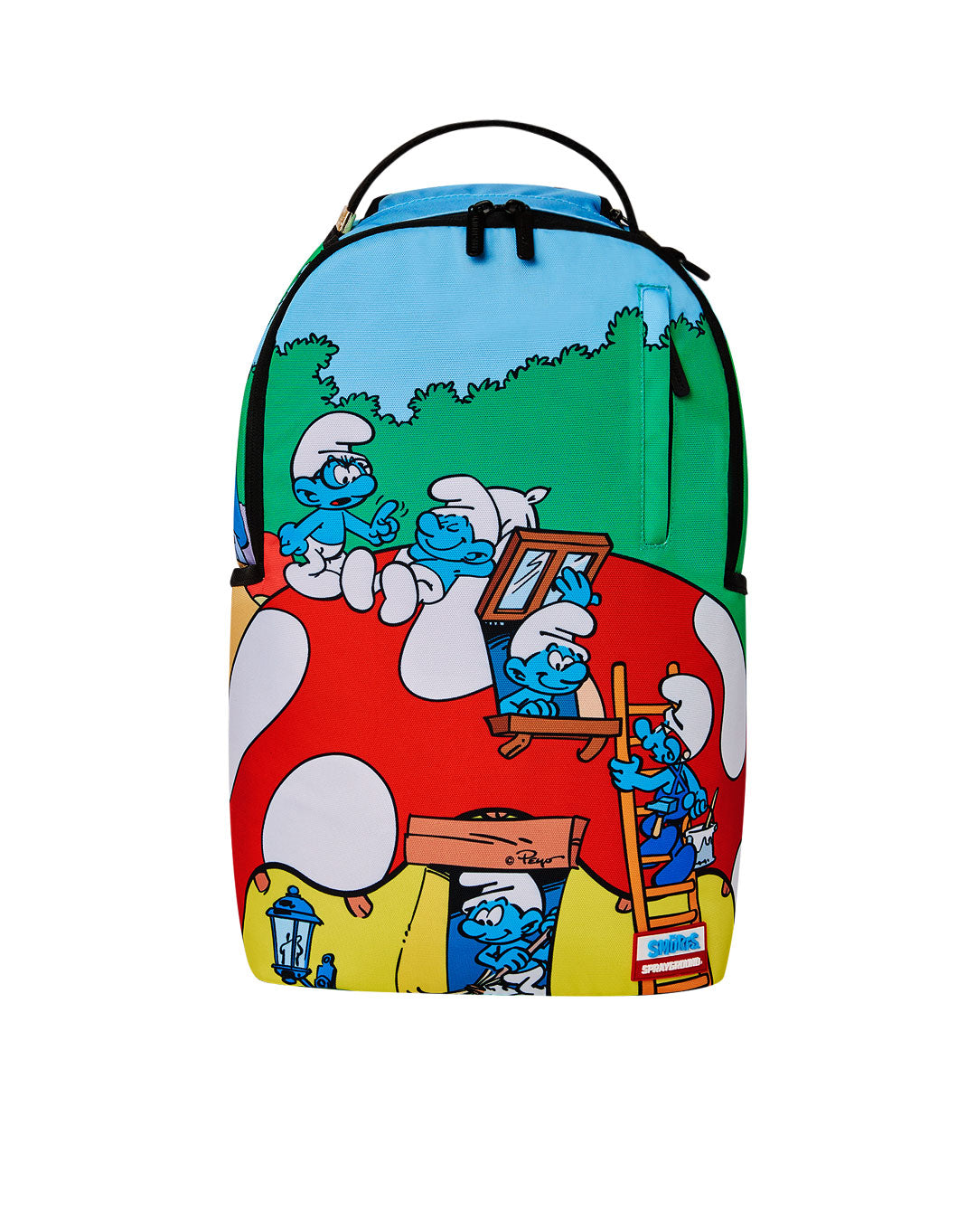 Sprayground Smurfs mushroom village backpack