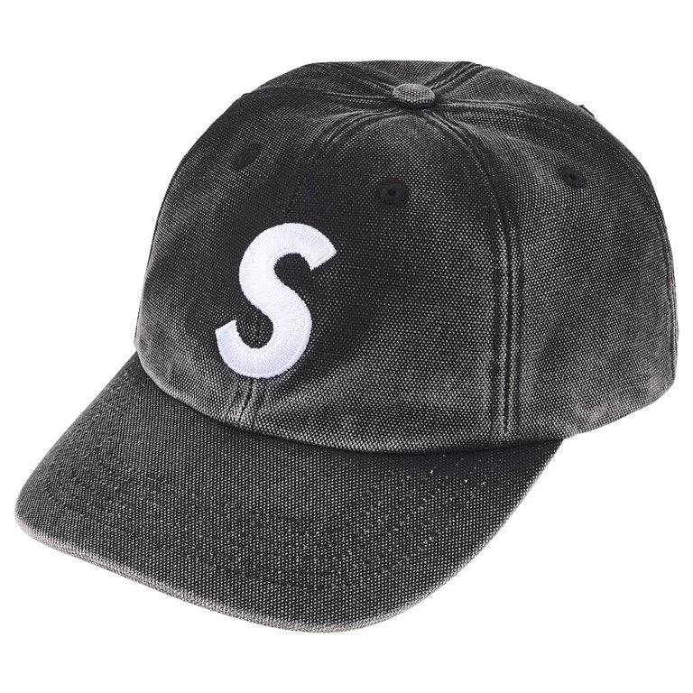 Supreme Pigment Coated S Logo 6-Panel Cap Black
