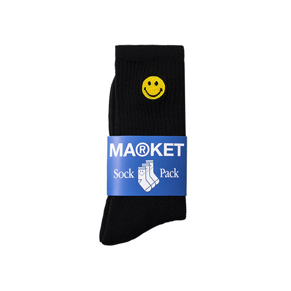 Market smiley small patch socks black