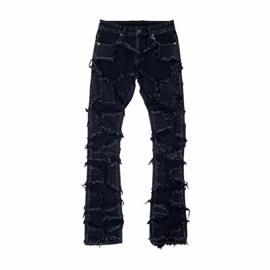 Vicious rip frayed stacked denim